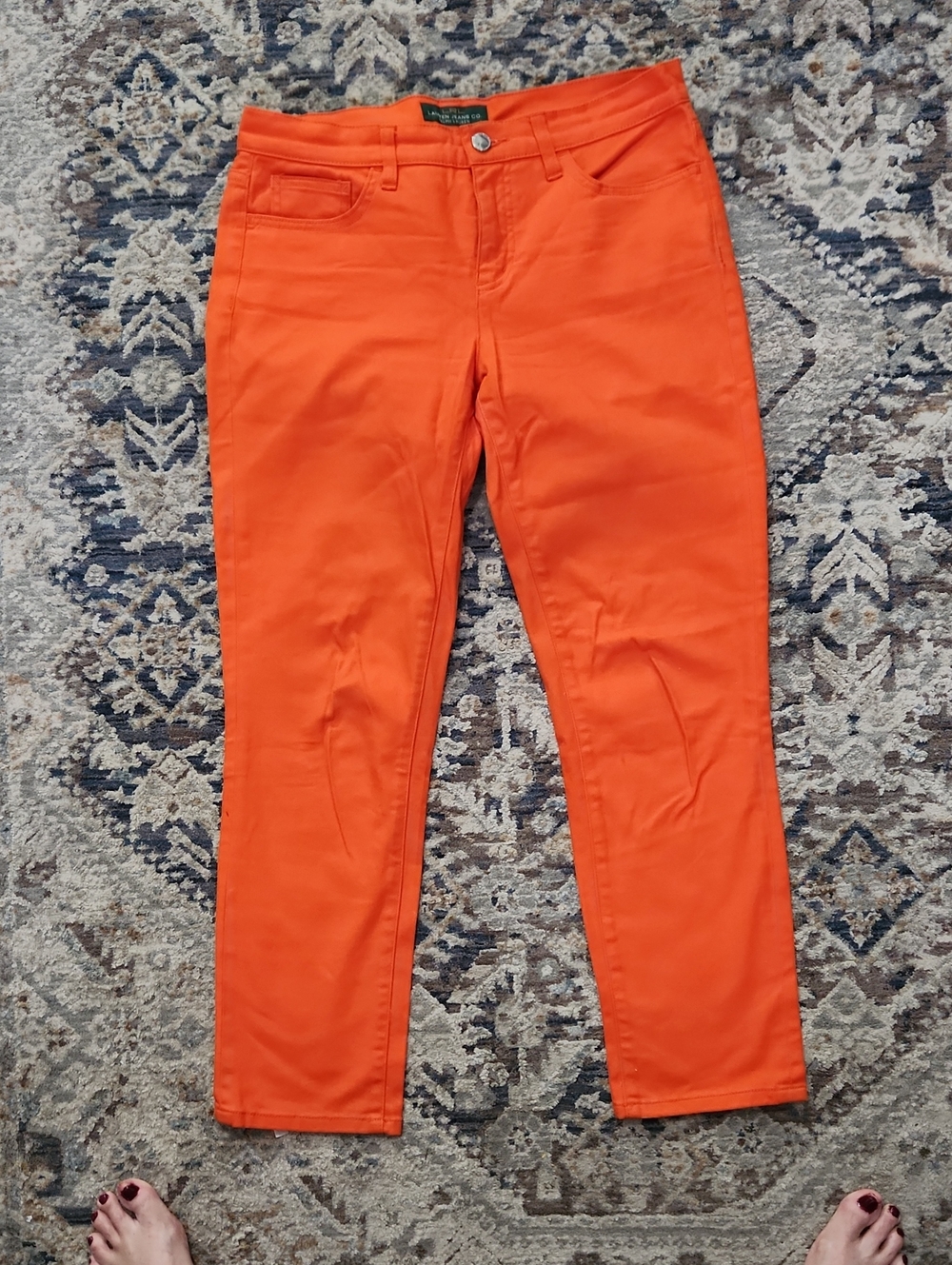 Lrl Lauren Ralph Lauren Modern Straight Ankle Bright Orange  Jeans